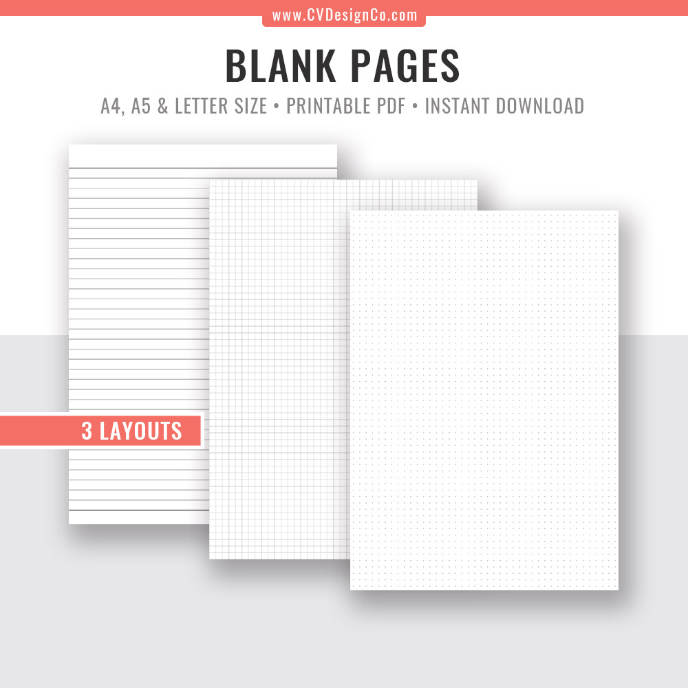 Dot Grid, Graph Paper, Line Paper, Bullet Journal Template, Notebook,  Student Note, Printable Planner Inserts, Planner Template, Filofax A5, A4,  Letter Size –