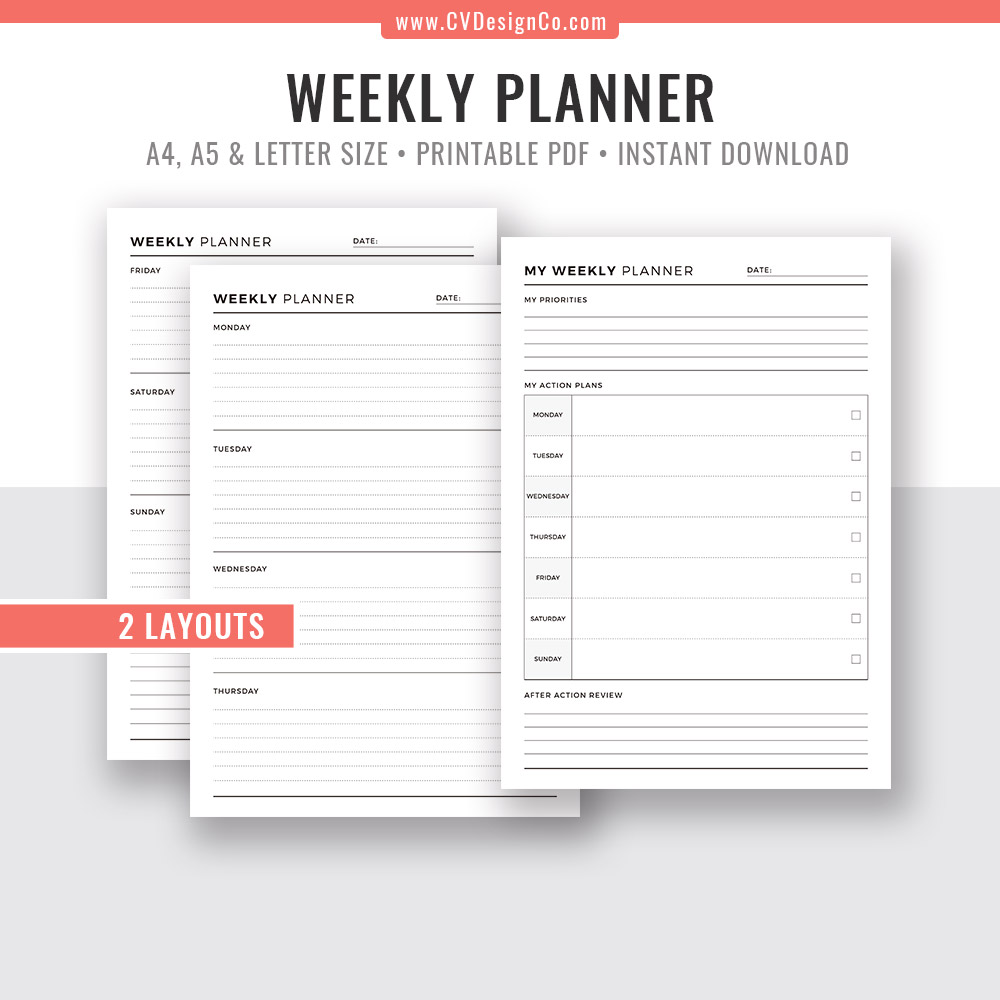 Weekly Planner Printable to Do List Vertical 