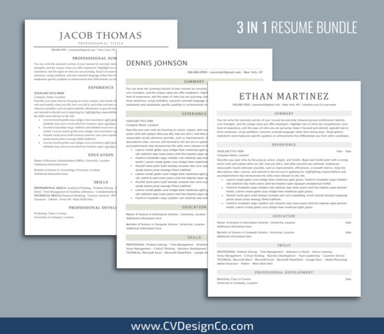 ATS Friendly Resume Templates for MS Word
