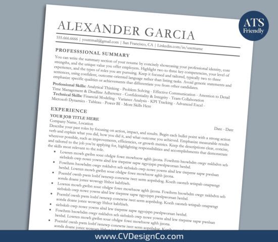 ATS Friendly Resume Templates for MS Word