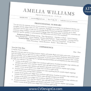 ATS Friendly Resume Templates for MS Word