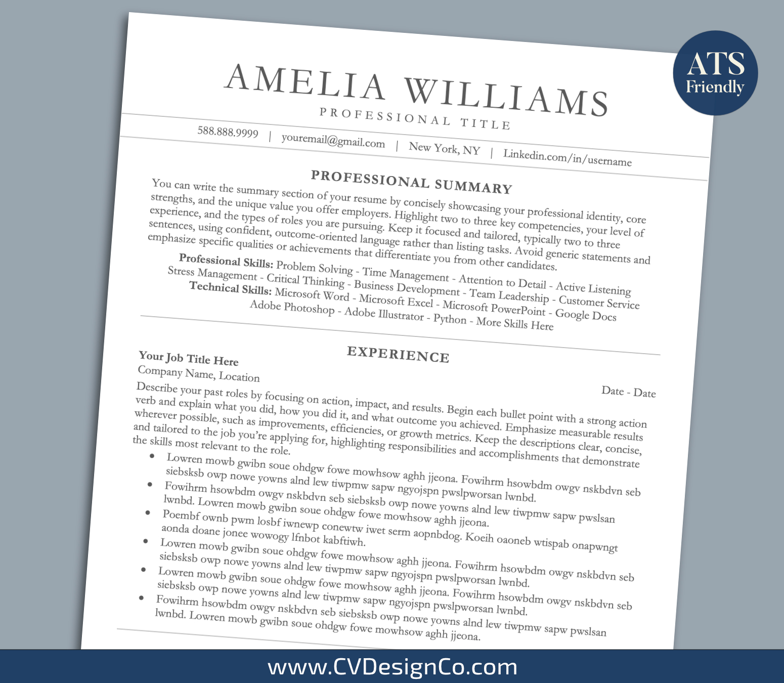 ATS Friendly Resume Templates for MS Word