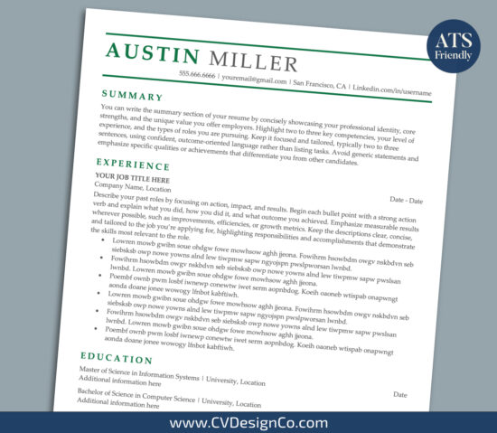ATS Friendly Resume Templates for MS Word