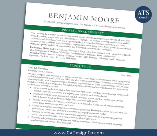 ATS Friendly Resume Templates for MS Word