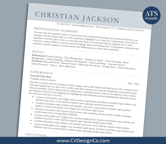 ATS Friendly Resume Templates for MS Word