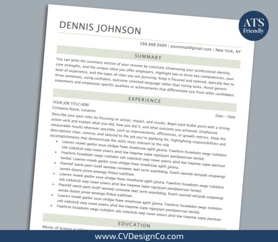 ATS Friendly Resume Templates for MS Word