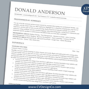 ATS Friendly Resume Templates for MS Word