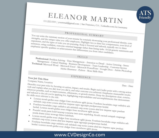 ATS Friendly Resume Templates for MS Word
