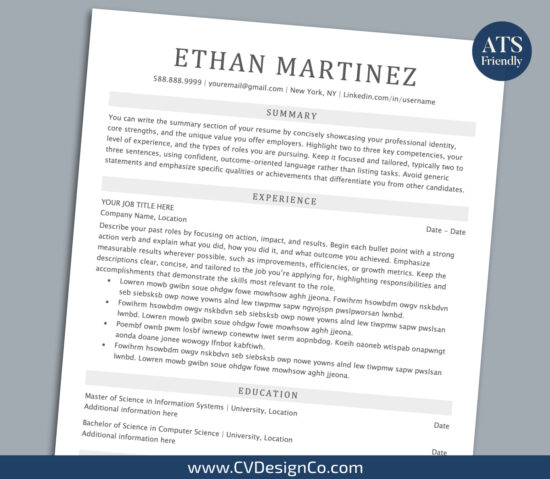 ATS Friendly Resume Templates for MS Word