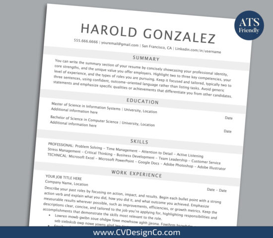 ATS Friendly Resume Templates for MS Word