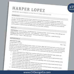 ATS Friendly Resume Templates for MS Word