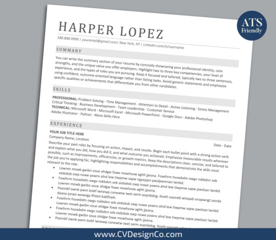 ATS Friendly Resume Templates for MS Word
