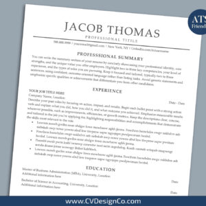 ATS Friendly Resume Templates for MS Word
