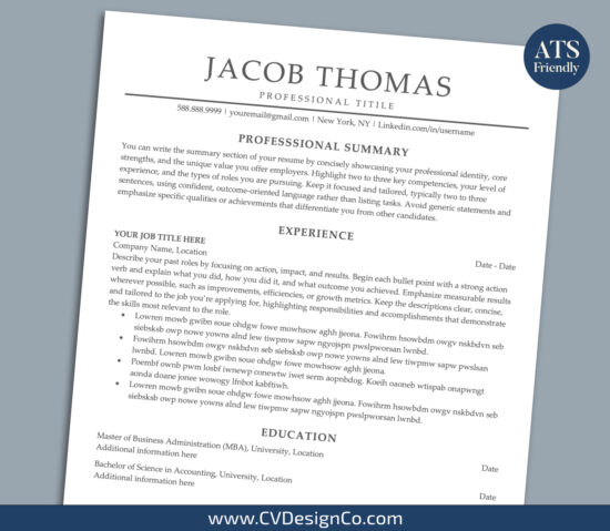 ATS Friendly Resume Templates for MS Word