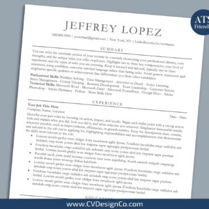 ATS Friendly Resume Templates for MS Word