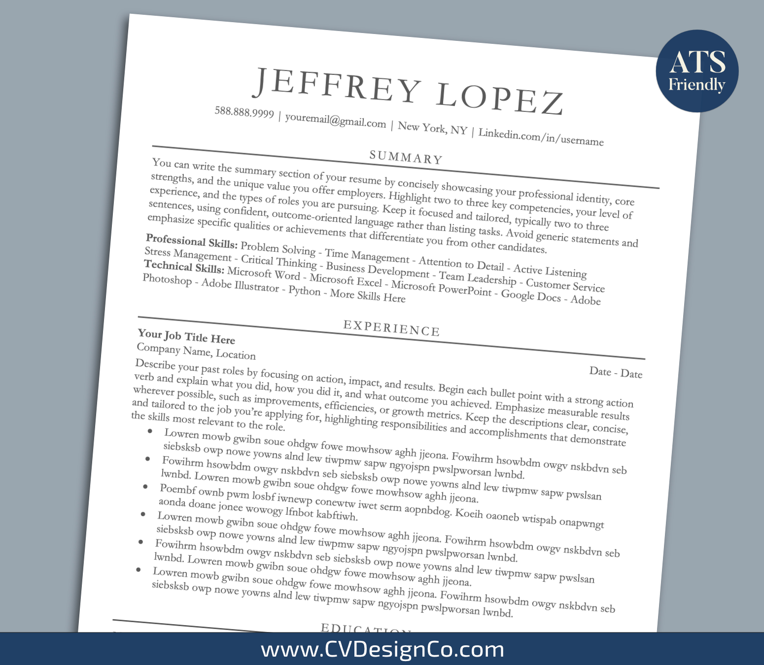 www.cvdesignco.com-ATS Resume Templates for MS Word Images ATS Friendly Resume Templates for MS Word