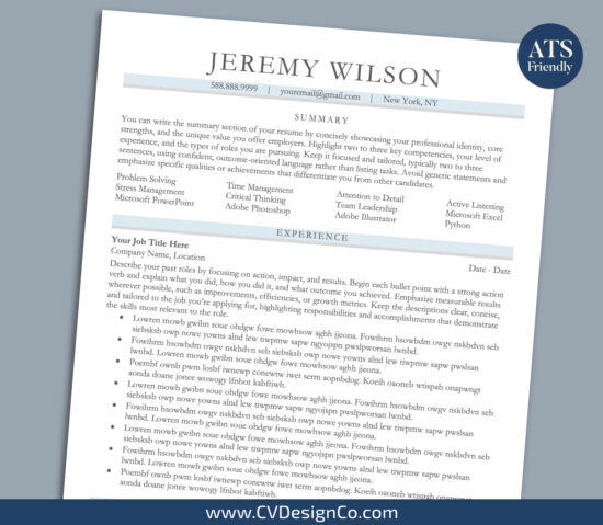 ATS Friendly Resume Templates for MS Word