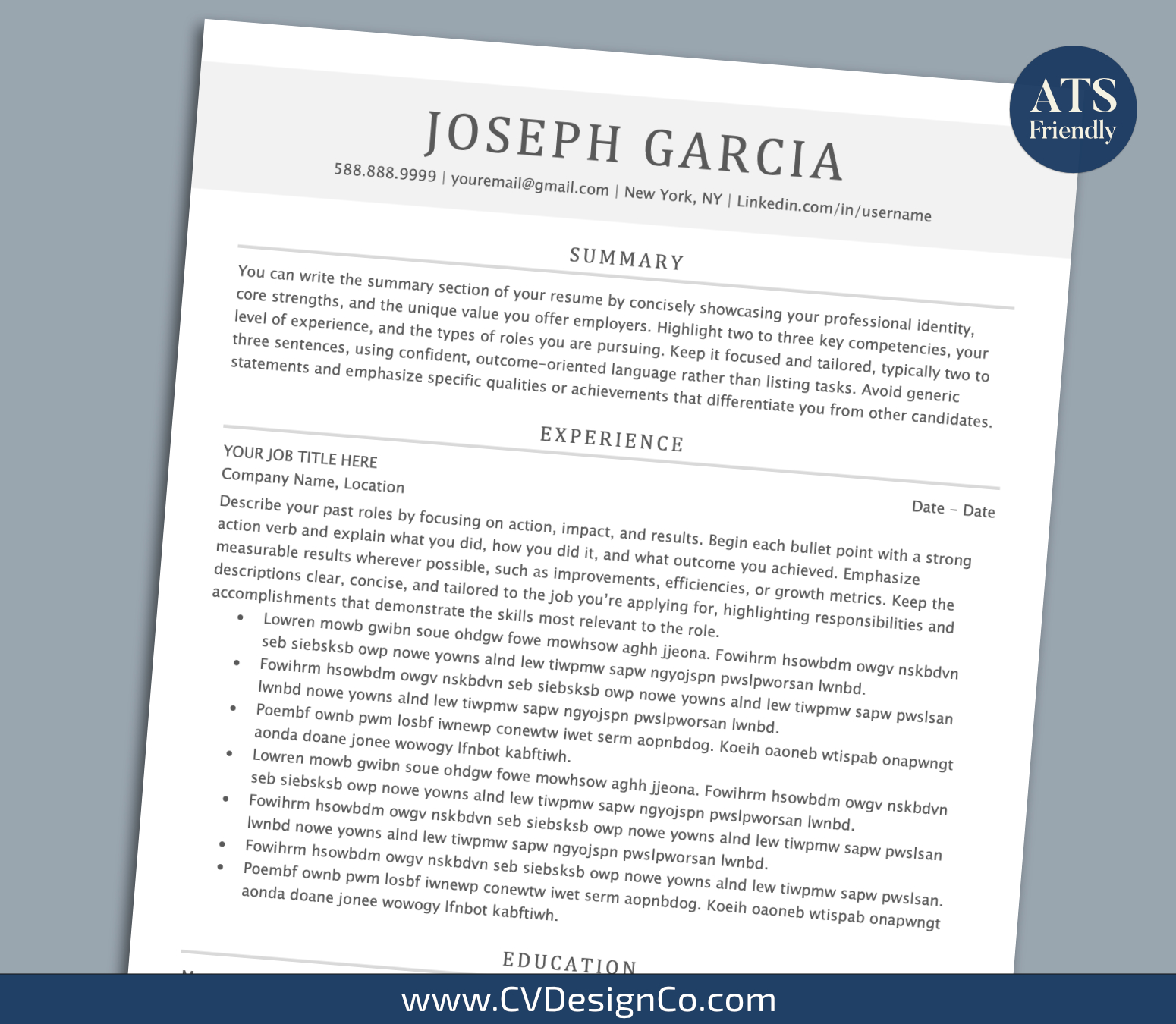www.cvdesignco.com-ATS Resume Templates for MS Word Images ATS Friendly Resume Templates for MS Word