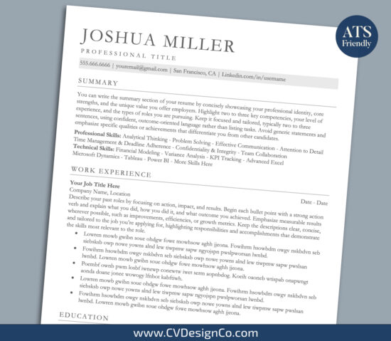 ATS Friendly Resume Templates for MS Word