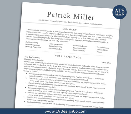 ATS Friendly Resume Templates for MS Word