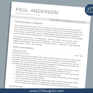 ATS Friendly Resume Templates for MS Word