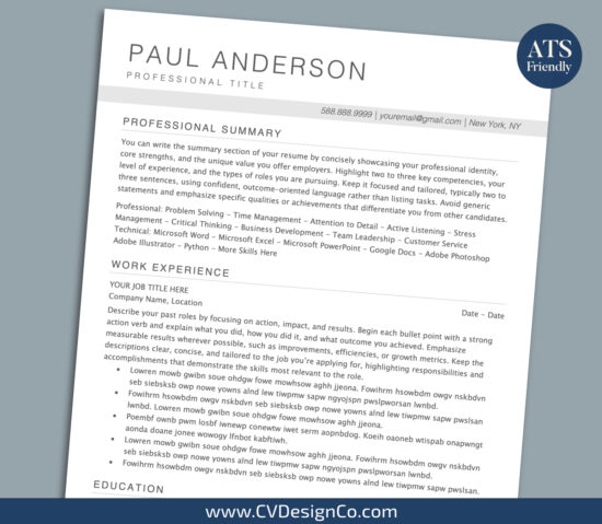 ATS Friendly Resume Templates for MS Word