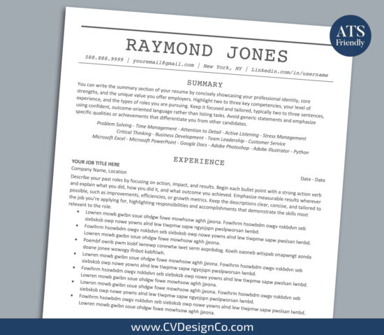 ATS Friendly Resume Templates for MS Word