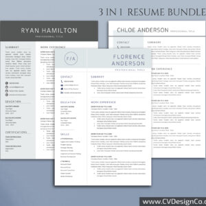 Professional and Simple Resume Templates for MS Word Instant Download