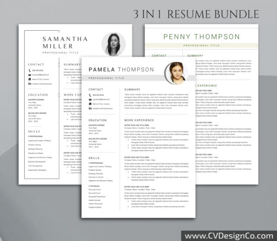 Professional and Simple Resume Templates for MS Word Instant Download