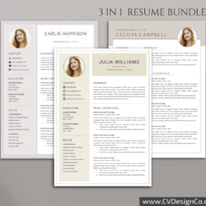 Professional and Simple Resume Templates for MS Word Instant Download