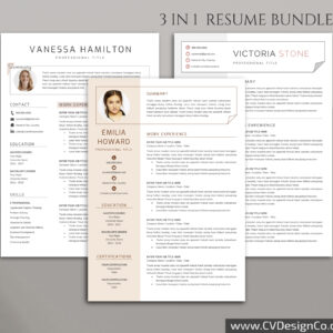 Professional and Simple Resume Templates for MS Word Instant Download