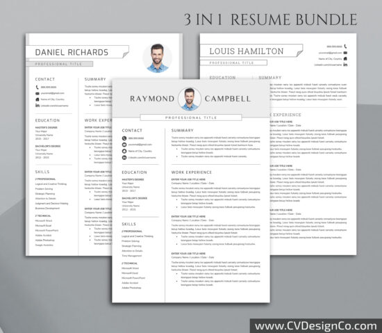 Professional and Simple Resume Templates for MS Word Instant Download