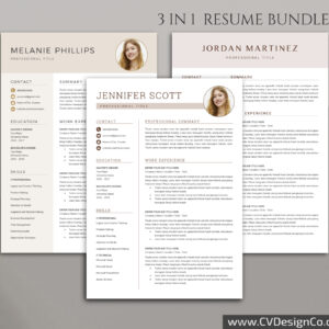 Professional and Simple Resume Templates for MS Word Instant Download