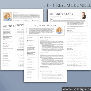 Professional and Simple Resume Templates for MS Word Instant Download