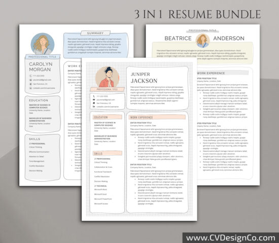 Professional and Simple Resume Templates for MS Word Instant Download