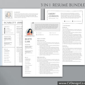 Professional and Simple Resume Templates for MS Word Instant Download