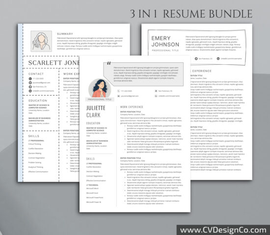 Professional and Simple Resume Templates for MS Word Instant Download