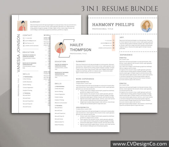 Professional and Simple Resume Templates for MS Word Instant Download