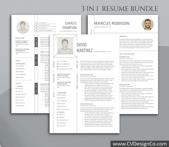 Professional and Simple Resume Templates for MS Word Instant Download