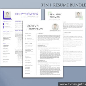 Professional and Simple Resume Templates for MS Word Instant Download