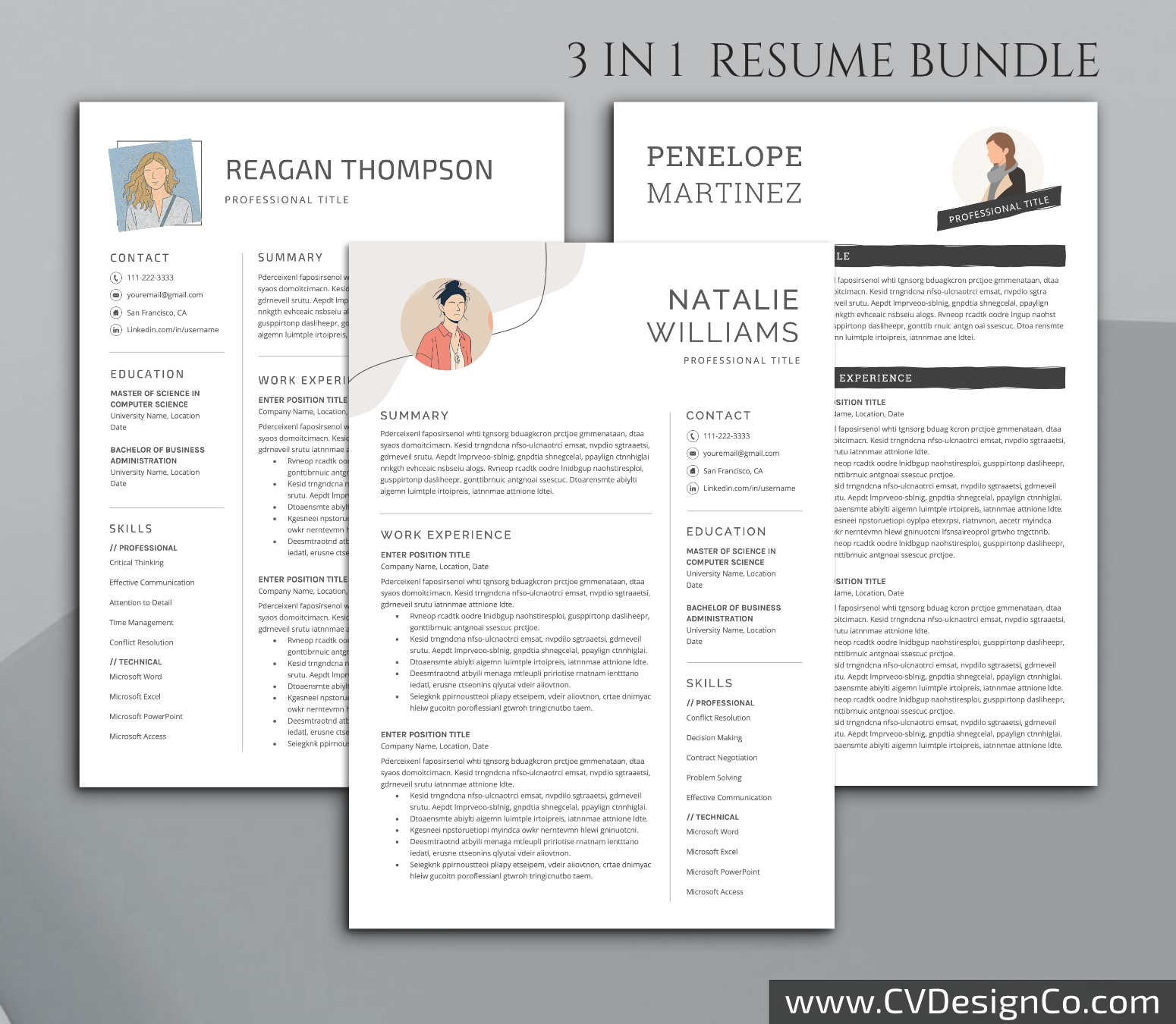 www.cvdesignco.com-Professional Resume Templates for MS Word ima Professional and Simple Resume Templates for MS Word Instant Download