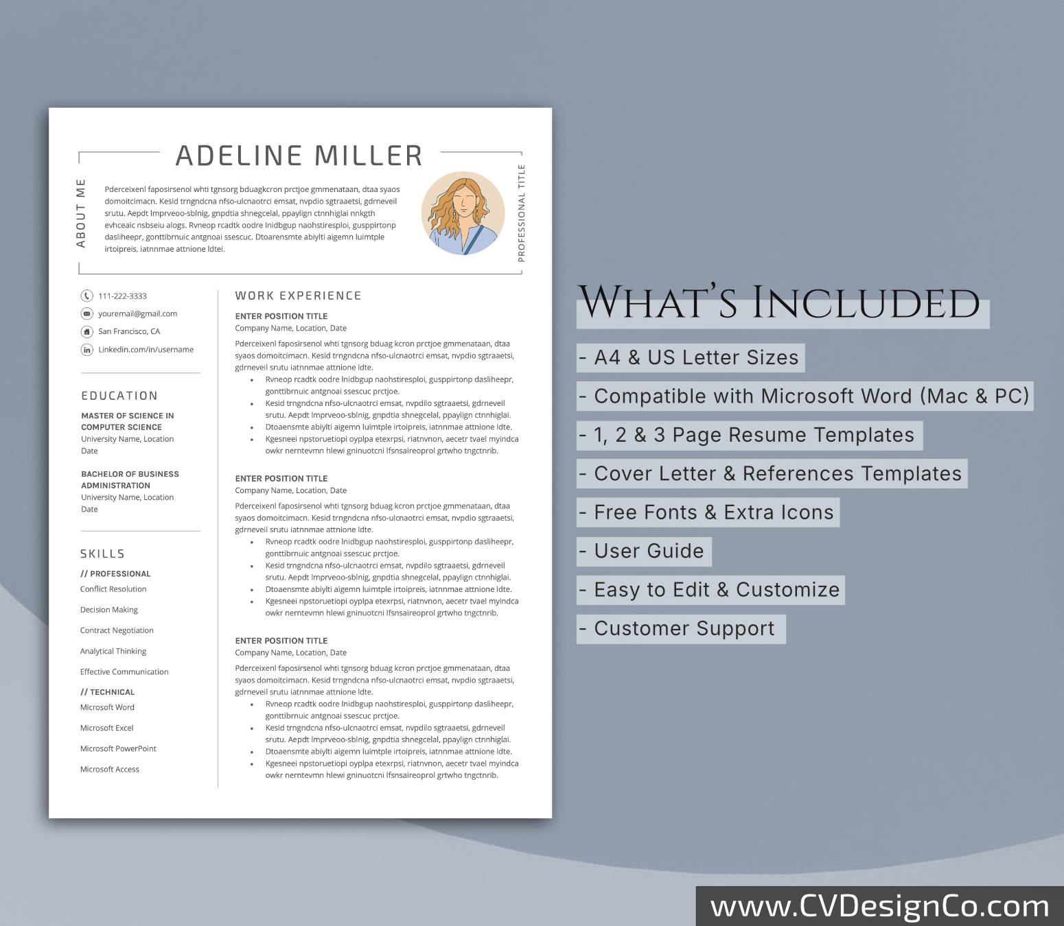 www.cvdesignco.com-Professional Resume Templates for MS Word ima Professional and Simple Resume Templates for MS Word Instant Download