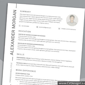 Professional and Simple Resume Templates for MS Word Instant Download