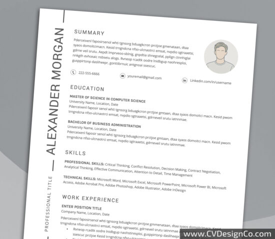 Professional and Simple Resume Templates for MS Word Instant Download