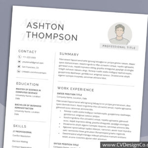 Professional and Simple Resume Templates for MS Word Instant Download