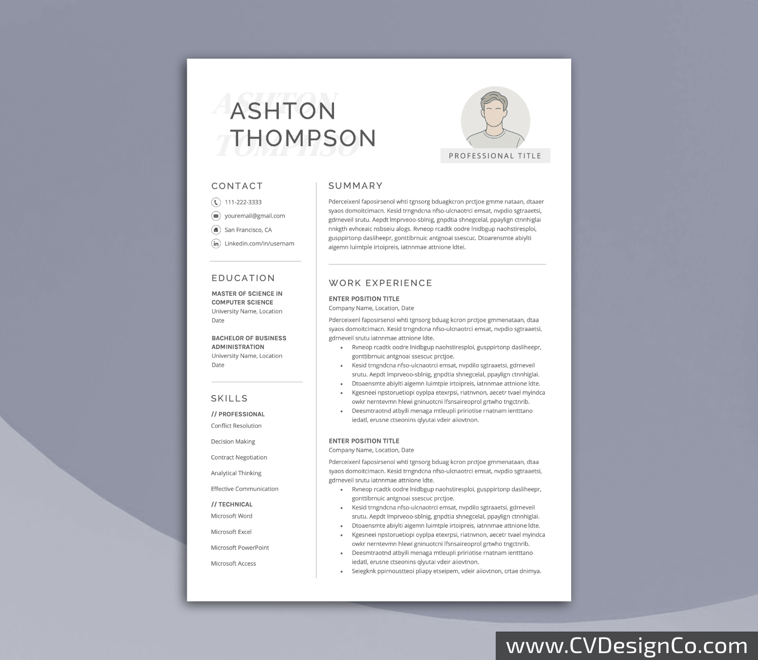 www.cvdesignco.com-Professional Resume Templates for MS Word ima Professional and Simple Resume Templates for MS Word Instant Download