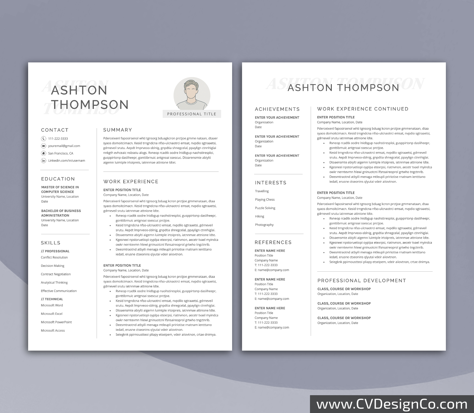 www.cvdesignco.com-Professional Resume Templates for MS Word ima Professional and Simple Resume Templates for MS Word Instant Download