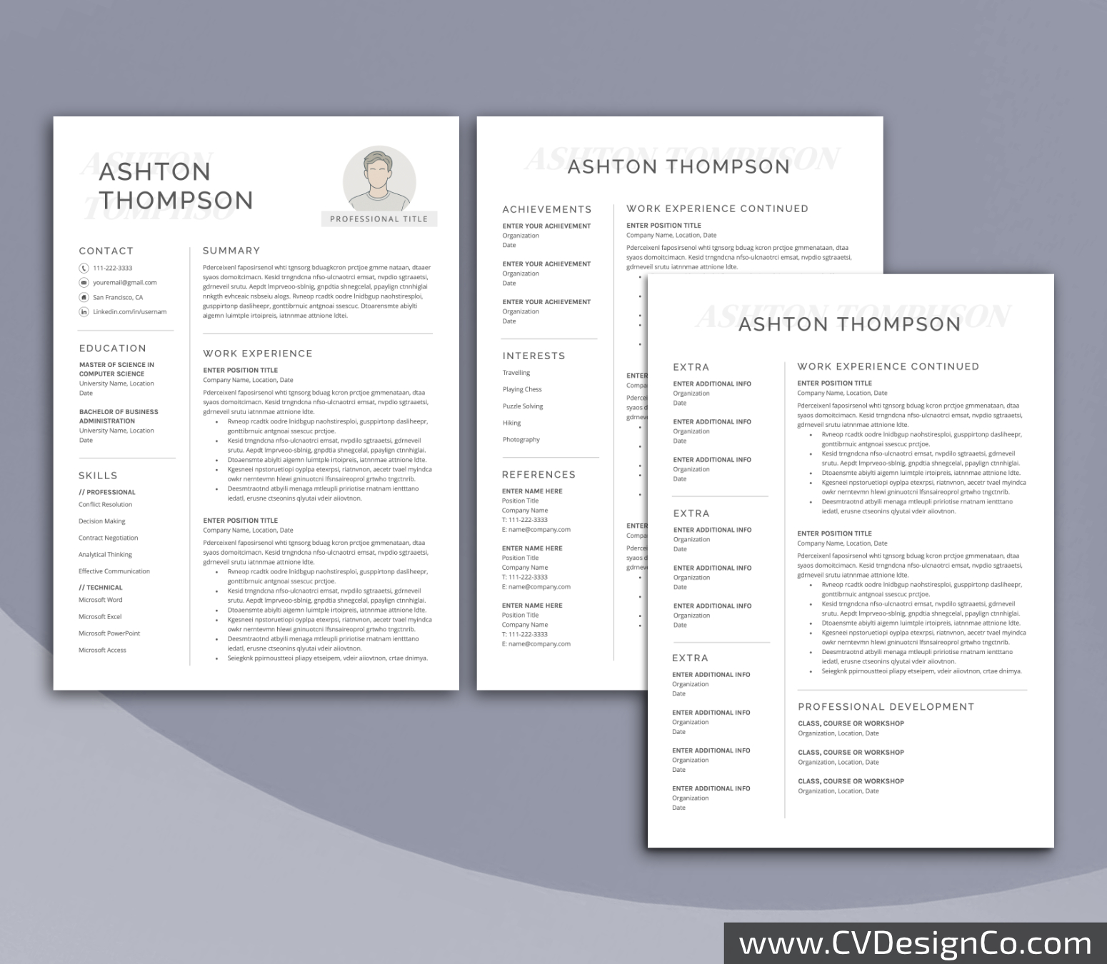 www.cvdesignco.com-Professional Resume Templates for MS Word ima Professional and Simple Resume Templates for MS Word Instant Download