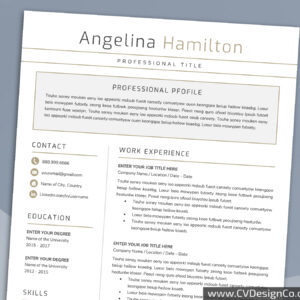 Professional and Simple Resume Templates for MS Word Instant Download