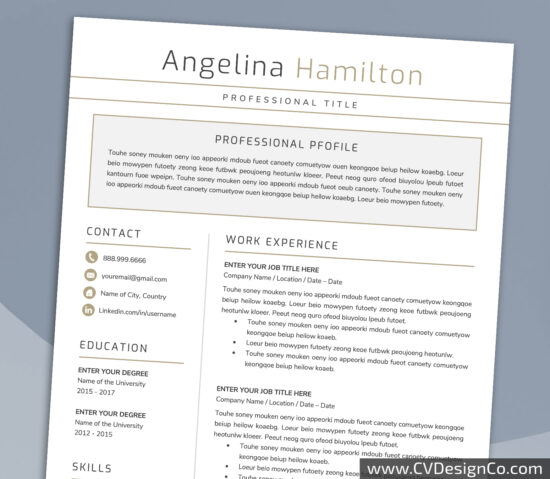Professional and Simple Resume Templates for MS Word Instant Download